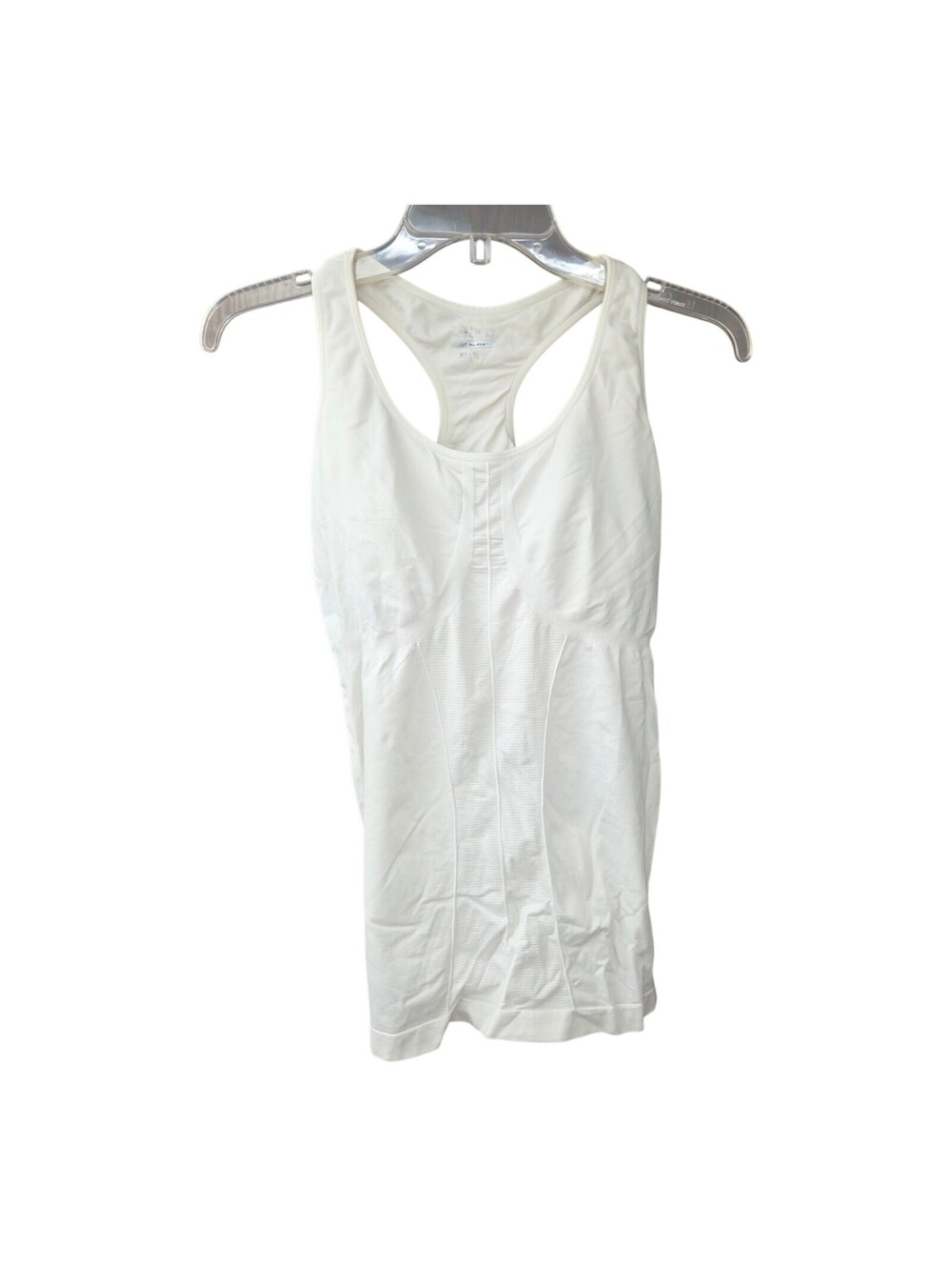 White racerback womens workout tank with built in padded bra